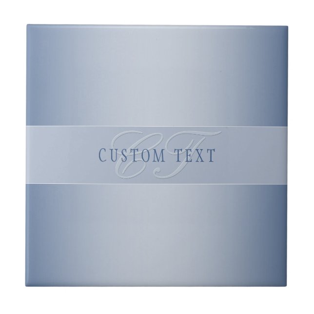 Elegant Editable Monogram Script Writing | Blue Tile (Front)