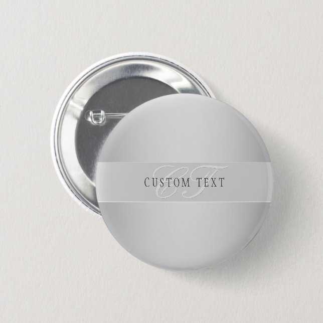 Elegant Editable Monogram Script Writing | Grey 6 Cm Round Badge (Front & Back)