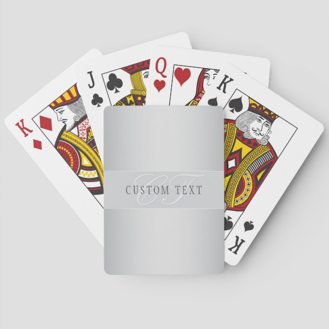 Elegant Editable Monogram Script Writing | Grey Playing Cards (Back)