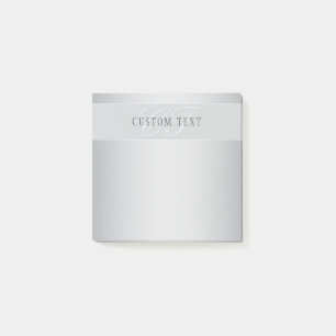 Elegant Editable Monogram Script Writing   Grey Post-it Notes