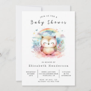 Elegant Editable Owl Baby Shower Invitation