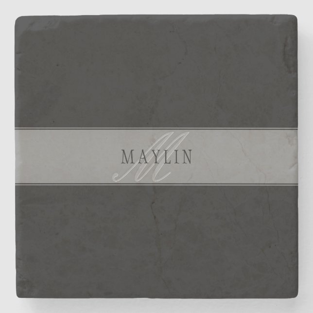 Elegant Editable Script Business Name/other Text Stone Coaster (Front)