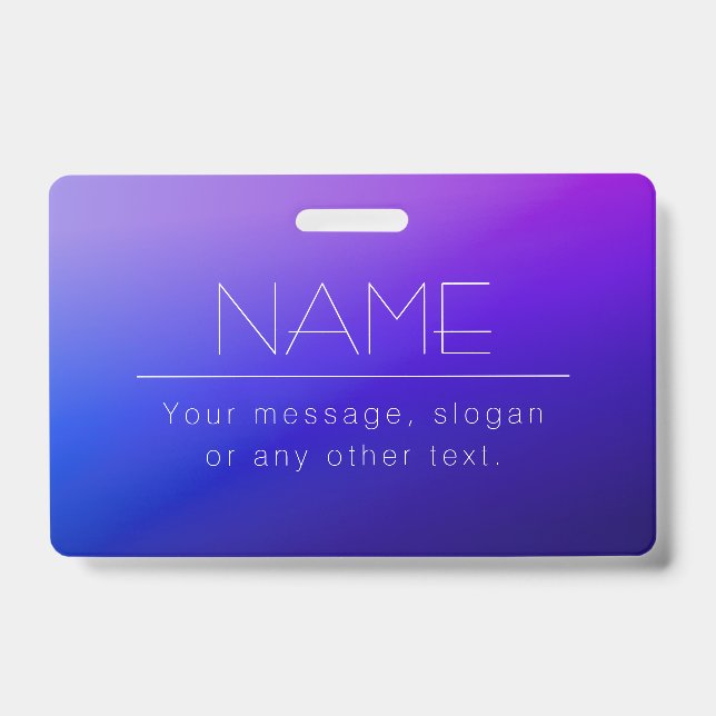 Elegant Editable Text & Modern Fading Purple Colou ID Badge (Front)