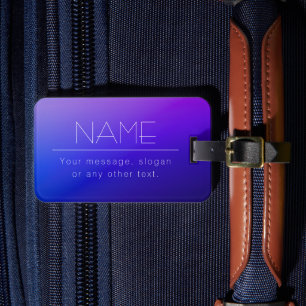 Elegant Editable Text & Modern Fading Purple Colou Luggage Tag