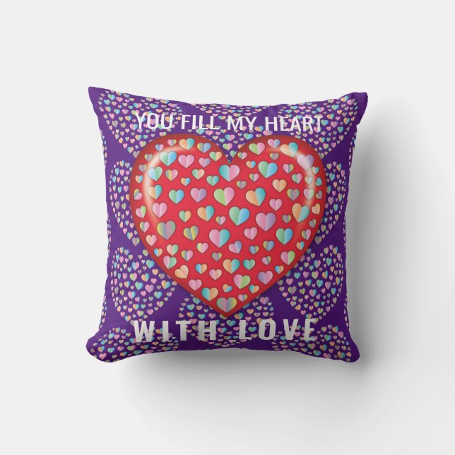 Elegant Editibale Simple Heart Design Cushion (Front)