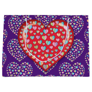 Elegant Editibale Simple Heart Design Large Gift Bag