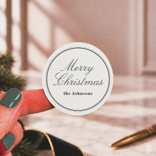 Elegant Editorial Merry Christmas Classic Round Sticker