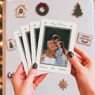 Elegant Editorial Newlywed Merry Christmas Photo Magnet