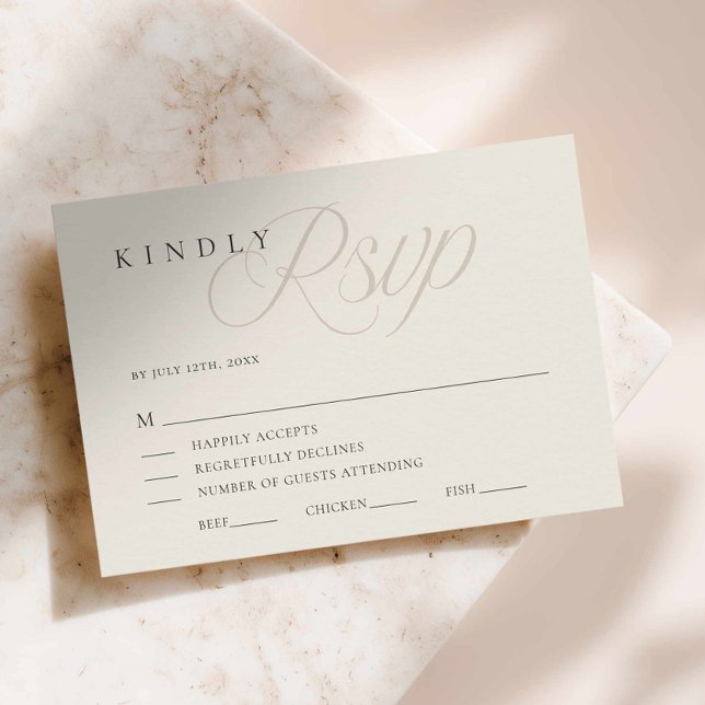 Elegant Editorial Wedding RSVP Card (Modern Editorial Wedding Rsvp Enclosure Card)