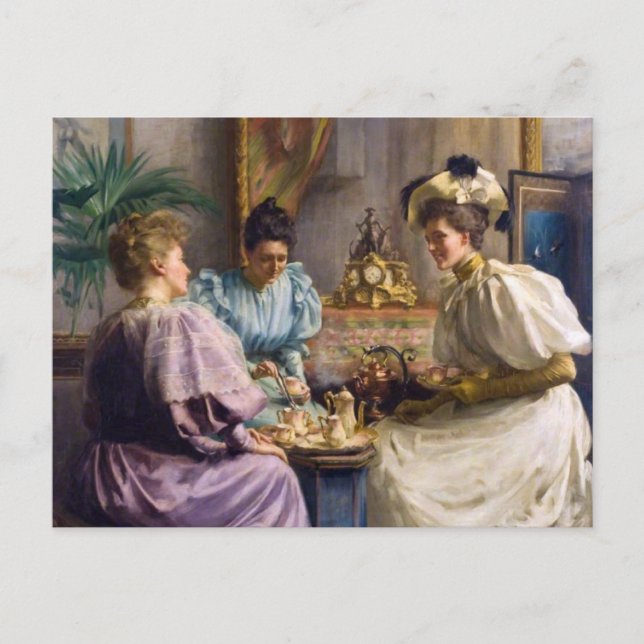 Elegant Edwardian Afternoon Tea Gathering  Postcard (Front)