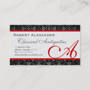 Elegant Edwardian Gentleman's Damask Business Card