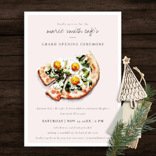 Elegant Egg Basil Pizza Café Grand Opening Invite