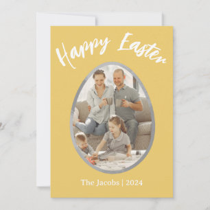 Elegant Eggs Happy Easter family one photo Holiday Card