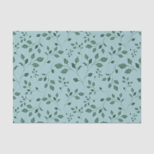 Elegant Eggshell Blue Watercolor Foliage Pattern Tissue Paper