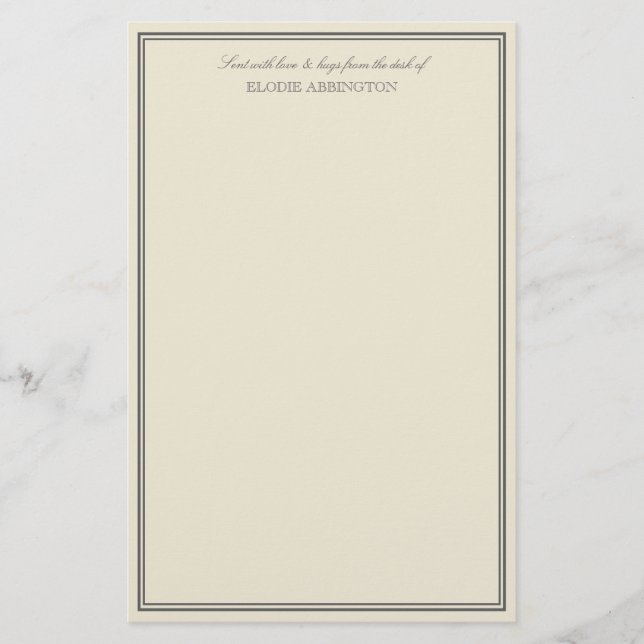 Elegant Eggshell Sent With Love & Hugs Stationery (Front)