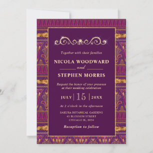 Elegant Egyptian Pattern Gold Wedding Invitation