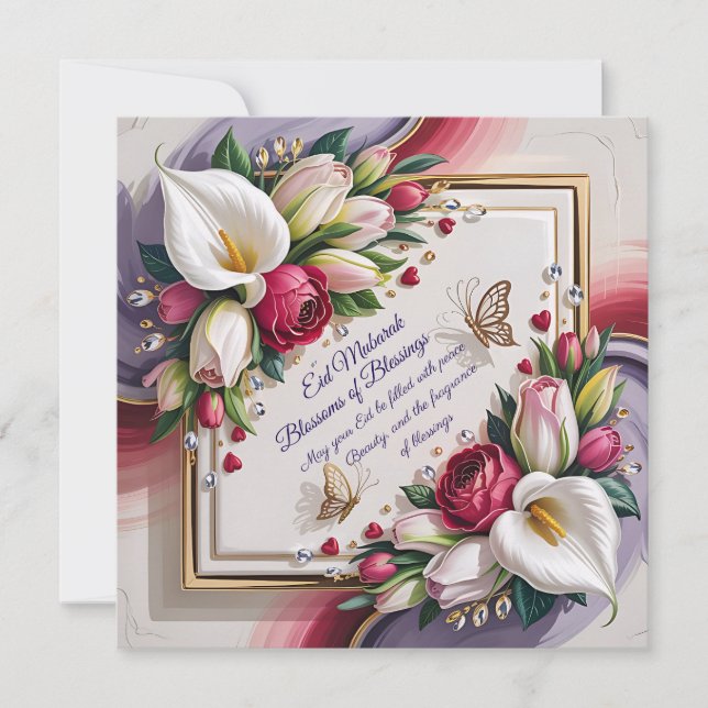 Elegant Eid Al Adha Greeting Card with White Calla (Front)