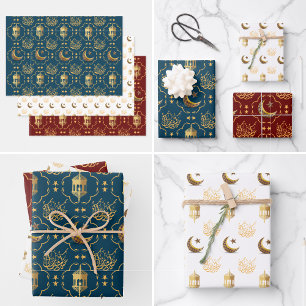 Elegant Eid Mubarak Calligraphy gold Wrapping Paper Sheet