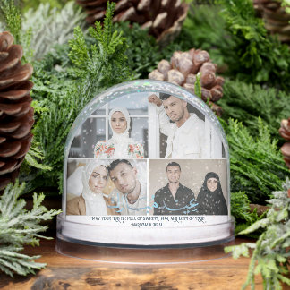 Elegant Eid Mubarak Family – 4 Photo Personalized Snowglobe