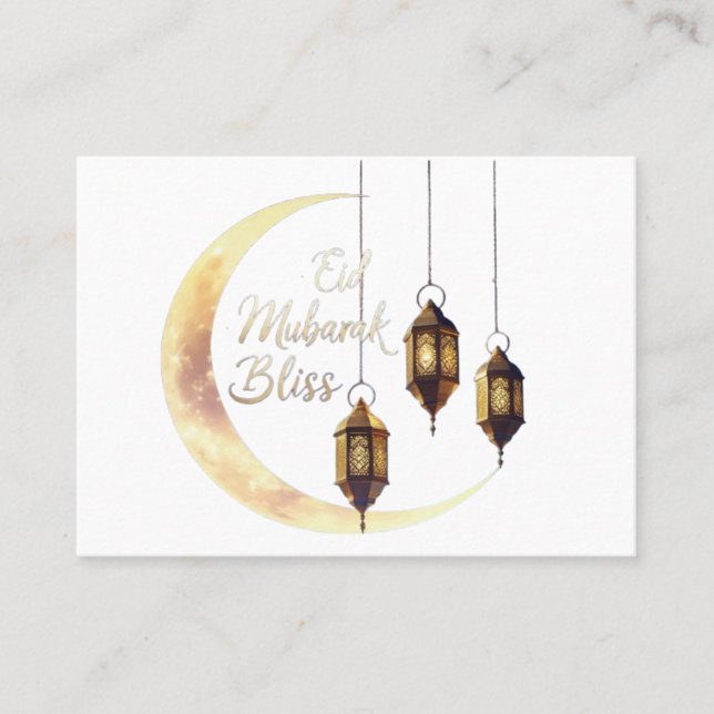 Elegant "Eid Mubarak" Gift Card – Crescent Moon &  (Front)