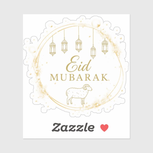 Elegant Eid Mubarak Gold Lantern & Sheep Design (Sheet)