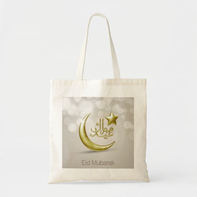 Elegant Eid Mubarak Gold Moon Star - Budget Tote Bag (Front)
