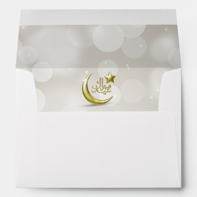 Elegant Eid Mubarak Gold Moon Star - Envelope A7 (Back (Bottom))