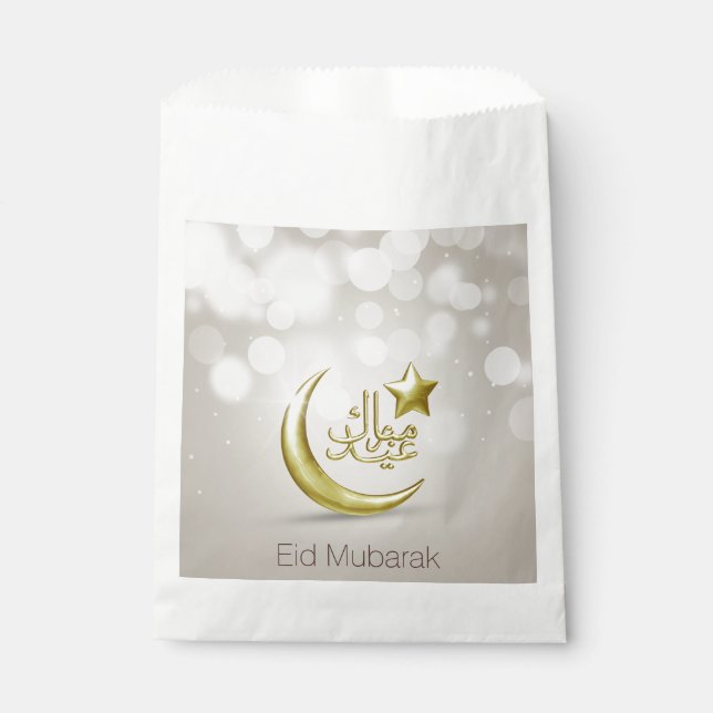 Elegant Eid Mubarak Gold Moon Star - Favour Bag (Front)