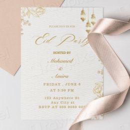 elegant eid mubarak invitation Floral Beige Muslim