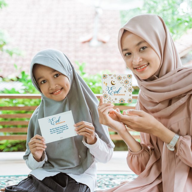 Elegant Eid Mubarak Moon Stars Holiday Card (Creator Uploaded)