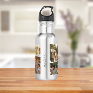 Elegant Eight-Photo Family Collage Design 532 Ml Water Bottle
