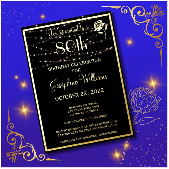 Elegant Eighty 80th Birthday Black REAL Gold    (Creator Uploaded)