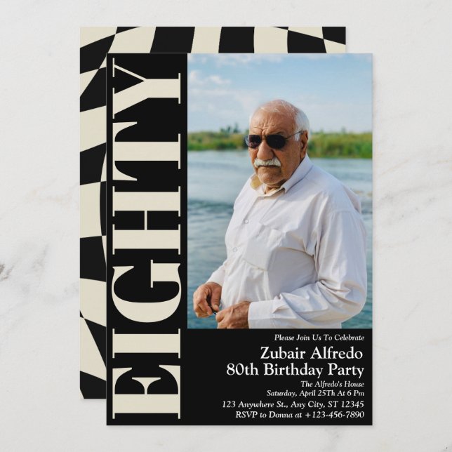  Elegant Eighty 80th Birthday Party Photo Invitation (Front/Back)