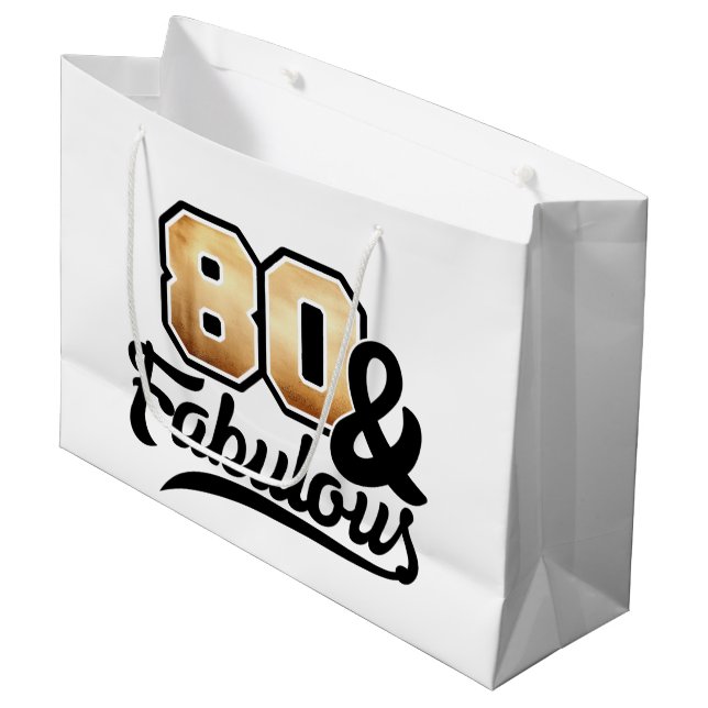 Elegant eighty fabulous Birthday women  Large Gift Bag (Front Angled)