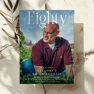 Elegant EIGHTY Photo 80th Birthday Party Invitation