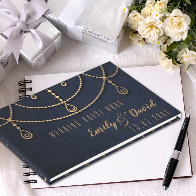 Elegant Electric Blue Textured Traditional Design Guest Book (Elegant Electric Blue Textured Traditional Design Guest Book)
