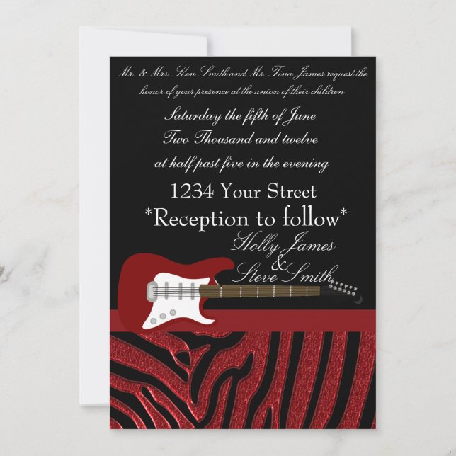 Elegant Electric Guitar Wedding Invitation (Front)