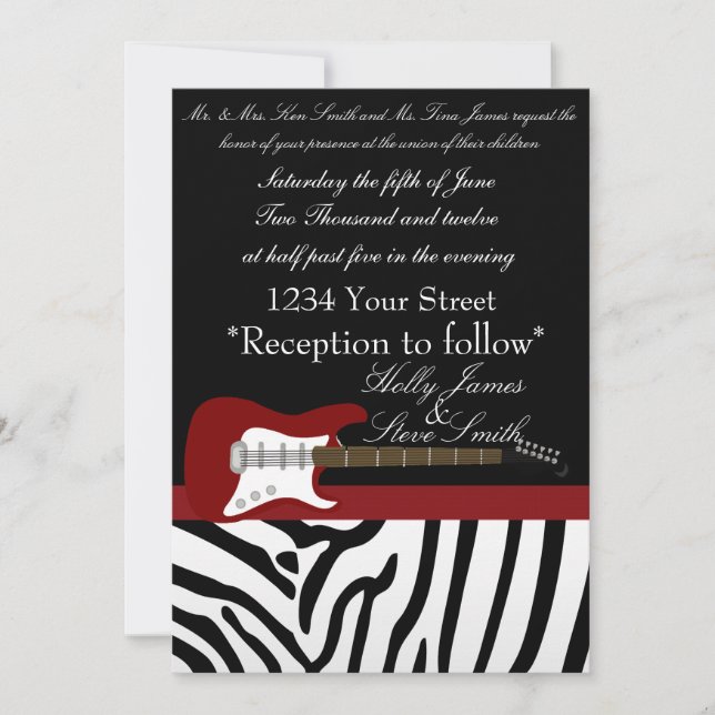 Elegant Electric Guitar Wedding Invitation (Front)