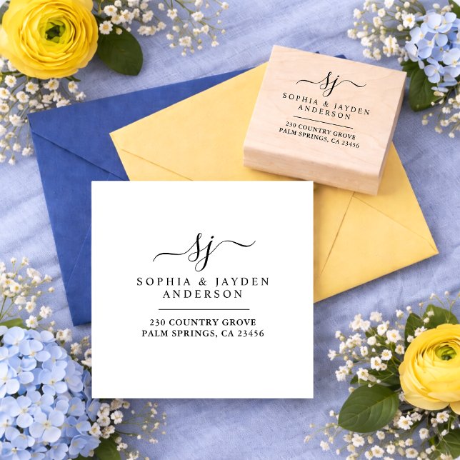 Elegant elegant wedding monogram  rubber stamp (Creator Uploaded)