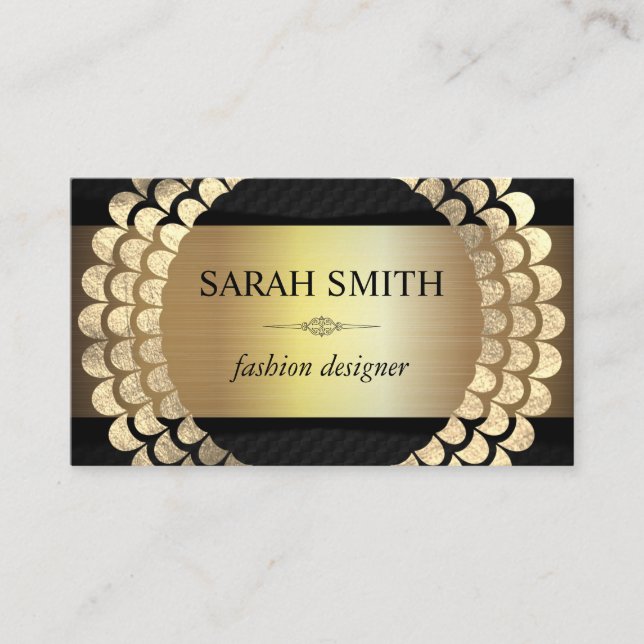 Elegant Element / Golden Foil Flake Pattern Business Card (Front)
