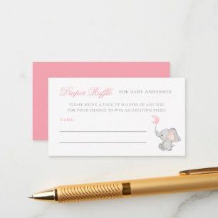 Elegant Elephant Baby Shower Diaper Raffle Enclosure Card