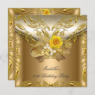 Elegant Elite Bronze Gold Rose Birthday Party Invitation