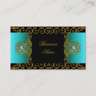Elegant Elite Classy Teal Blue Black Gold Business Card