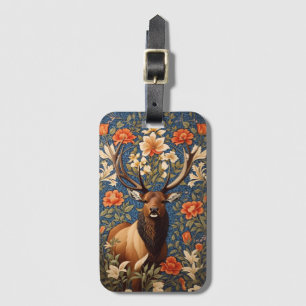 Elegant Elk William Morris Inspired Floral Luggage Tag