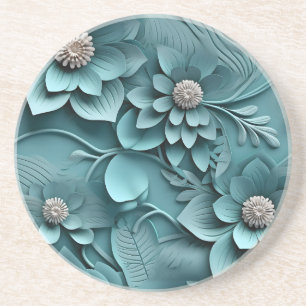 Elegant Embossed 3D Floral Relief Coaster