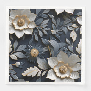 Elegant Embossed 3D Floral Relief Napkin