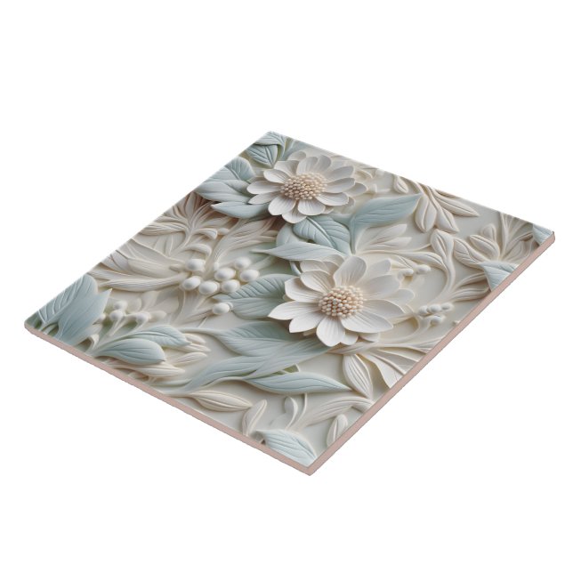Elegant Embossed 3D Floral Relief Tile (Side)