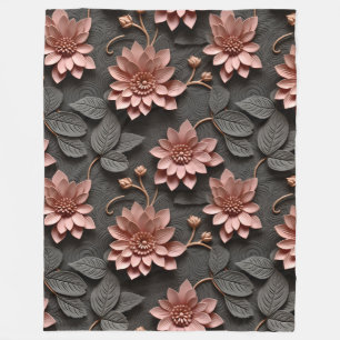 Elegant Embossed 3D Style Pastel Floral Relief Fleece Blanket