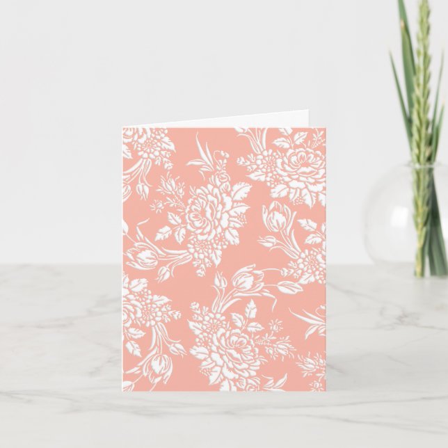 Elegant Embossed Floral Blank Note Card (Front)