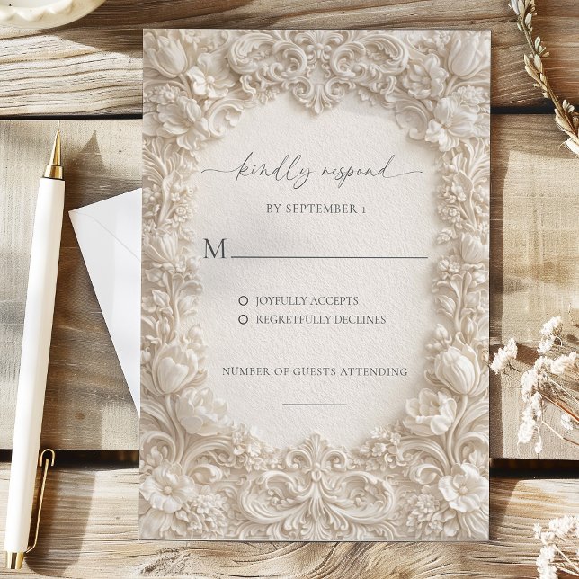 Elegant Embossed Floral Wedding Response Cards (Elegant Embossed Floral Wedding Response Cards)